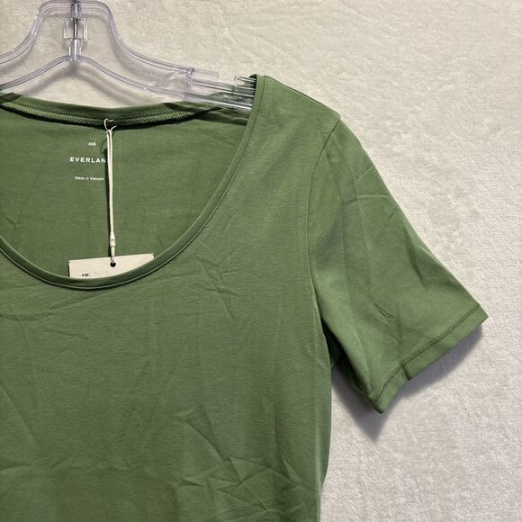Everlane Women's Scoop Neck T Shirt Short Sleeve Stretch Jade Green Size XXS NWT - Picture 4 of 12
